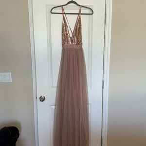 Rose pink floor length gown